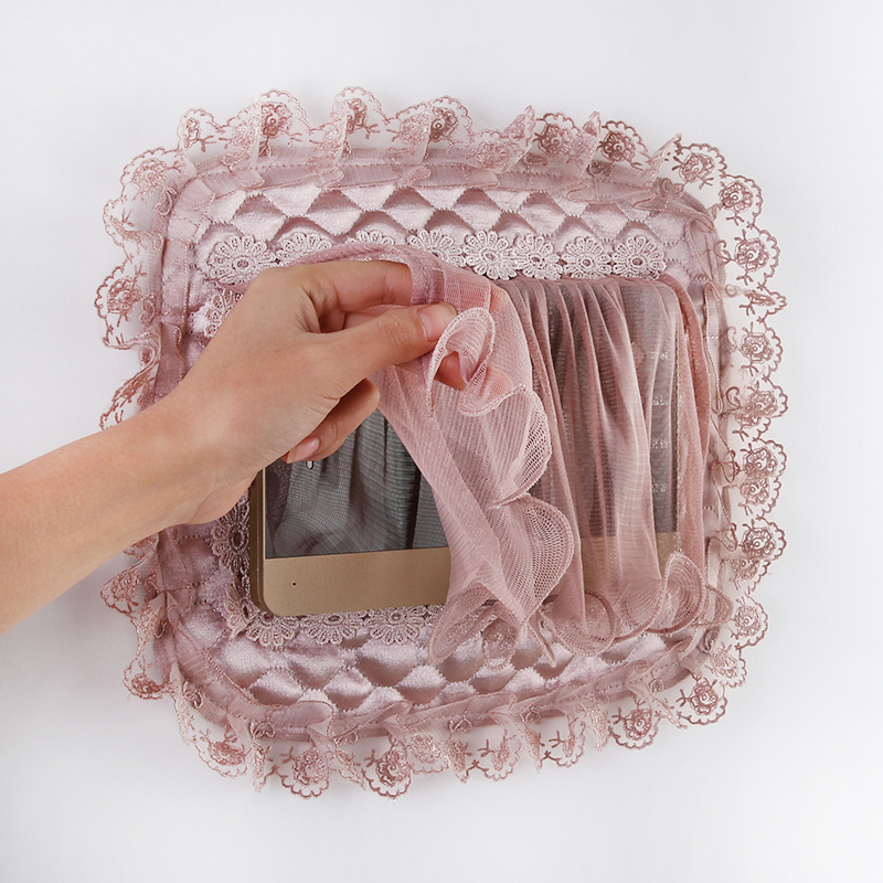 Video phone cover ugly European lace embroidery doorbell cover decorative living room doorbell dust cover mesh curtain