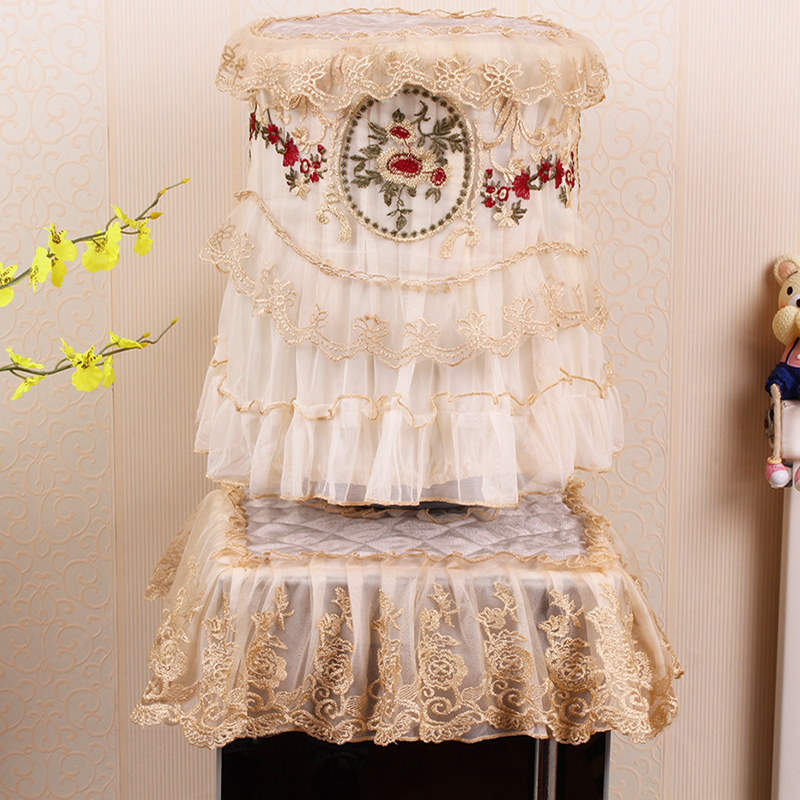 European embroidery lace water dispenser cover set Vertical water dispenser two-piece set of high-grade bottled water dust cover
