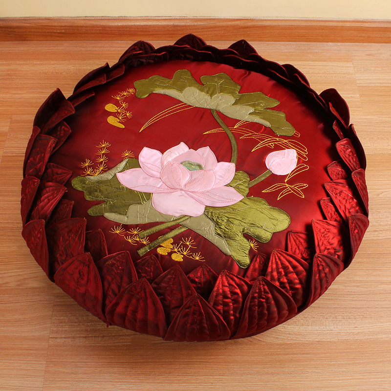 High-grade exquisite embroidery Lotus meditation futon cushion meditation cushion Buddha cushion kneeling cushion round Chinese style can be removed