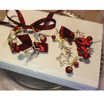 (Burgundy sparkling wrist flower)Super flash bride Bridesmaid sister imported ribbon wedding ceremony hand flower