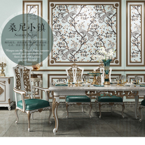 Modern Chinese red peacock wallpaper AB Traditional China Wind Flowers Birds Vegetarian color Wallpaper Living room Book Room TV Wall