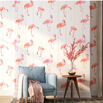 Flamingo wallpaper ins Wind Net red wallpaper clothing store beauty salon milk tea shop Nordic free wind background wallpaper