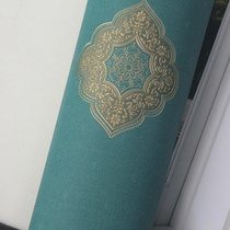 Blue-green European-style embossed small flower wallpaper personality court style small horse GE study chess room fitting room wallpaper