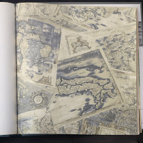 Nordic British retro wallpaper blue world Coast map study bedroom childrens room background wallpaper