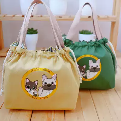 Japanese-style cartoon cute bento with bento bag tote bag Canvas office workers students with rice bag soft cute eating bib