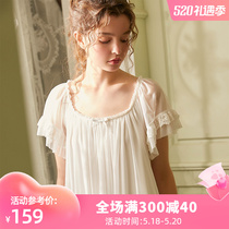 Dust-Hee Palace Court Sleeping Dress Spring Summer Short Sleeve Comeback Ancient Lace Fairy housedress Princess Wind Ice Silk Sexy Sleeping Girl