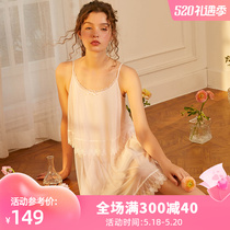 Harness Sleeping Skirt Woman Summer Net Yarn Lace Slim palace Palace Wind Casual Comfort minimalist Home Comforts Modale Pajamas