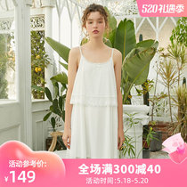 Dust-Hee Harnesses Sleeping Skirts Female Summer Net Yarn Lace Slim Fit Pure Color Casual Comfort Minimalist Home Conserved Modale Pajamas