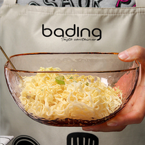 Japanese Square Hammer grain glass bowl home heat-resistant soup bowl fruit salad bowl transparent eating large bowl and noodle tableware