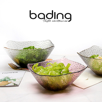 Creative Japanese Phnom Penh Transparent Quartet Glass Bowl Fruit and Vegetable Salad Bowl Home Large Dessert Bowl Bucket