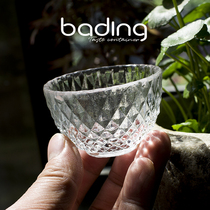 Japanese style transparent Zen heat-resistant Diamond Glass kung fu tea cup small capacity clear glass water cup mini glass bowl