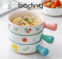 Baked Rice Bowl hand-painted Nordic style with handle baking bowl pasta simple household tableware soup noodle bowl salad bowl