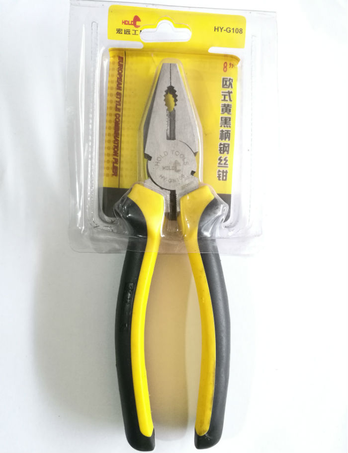 Macro far tool | eaux yellow black handle wire pliers | 6 inch 8 inches | premium high carbon steel | upscale old tiger pliers