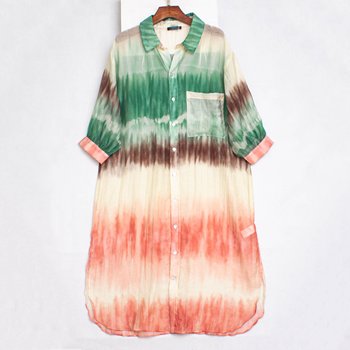 Casual style straight skirt tencel blend tie-dye gradient color