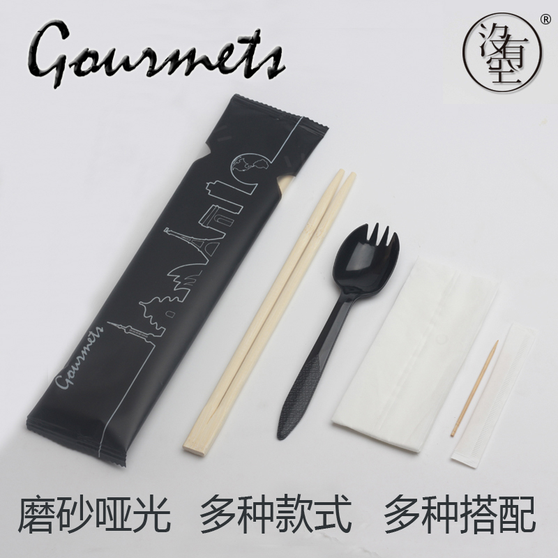 Disposable chopsticks set bamboo chopsticks toothpick spoon four-piece takeaway four-in-one tableware three-piece set