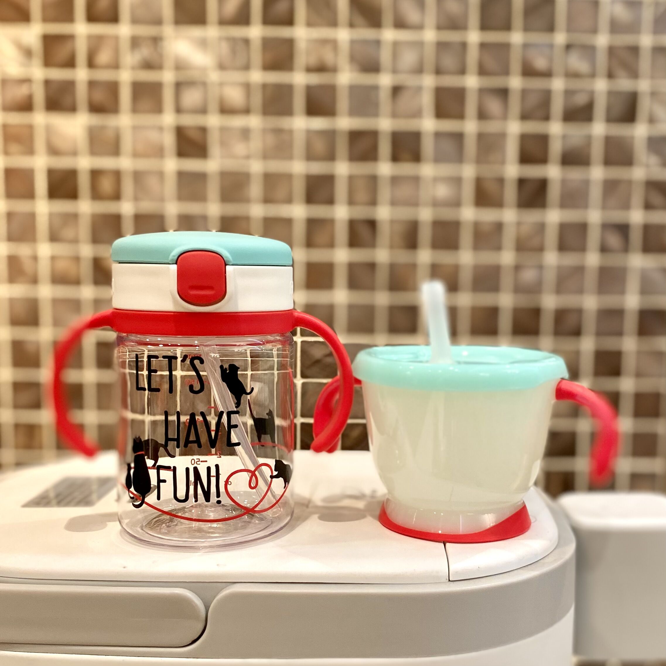 Richell Lichel anti-choking through cup baby leak-proof straws water cup set Children Baby drink cup