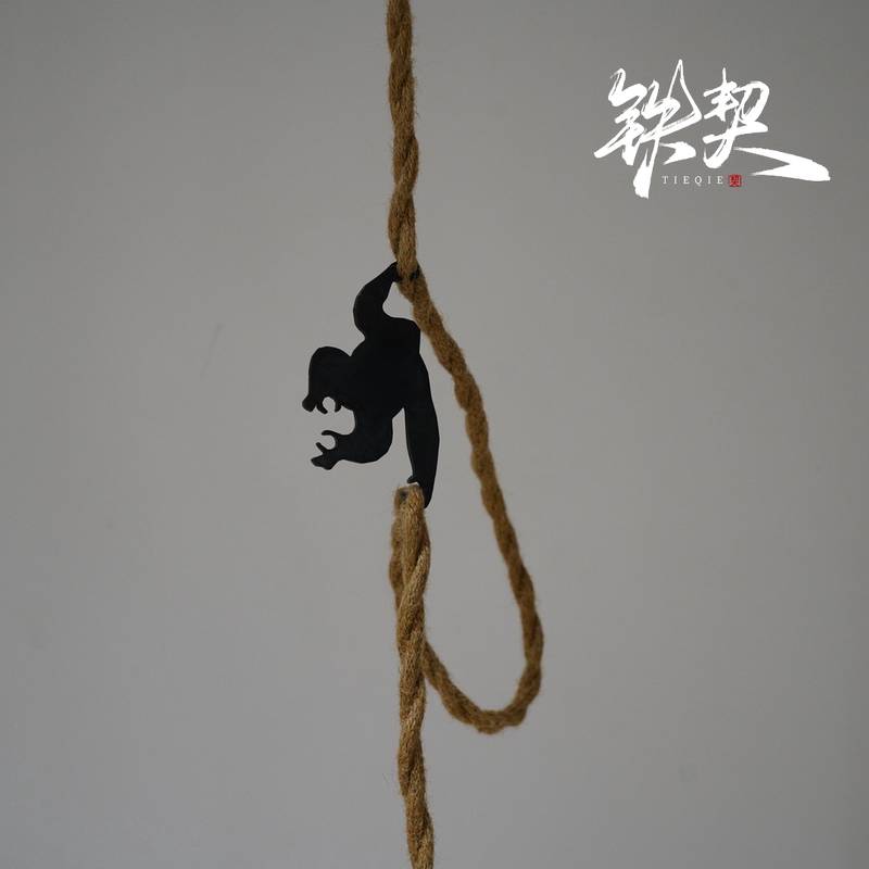 Orangutan Monkey Fishing for the Moon Lamp Cord Decoration, Chandelier Cord Adjuster, Height Adjuster, Hand-Forged Hook Orangutan Monkey Fishing for the Moon Lamp Cord Decoration, Chandelier Cord Adjuster, Height Adjuster, Hand-Forged Hook
