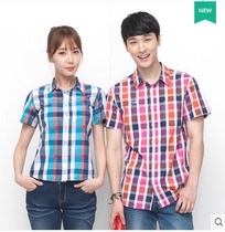 N a Nadia men and women lovers simple casual short sleeve plaid shirt SI21931