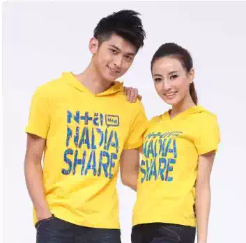 Nadia summer special men's and women's clothing couples simple personality casual hooded short-sleeved cotton T-shirt PB226