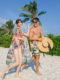 Fashionable vacation couple swimsuit 2023 new underwire push-up boxer briefs split three-piece swimsuit beach shorts