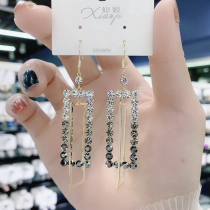 South Korea Dongdai New Sense Fashion Temperance Geometric Rectangular Earrings with Slim Earrings