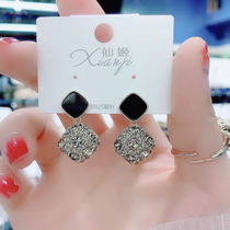 Korean temperament network red new high-sensitive ancient port geometric earrings female fashion bay diamond shaped ear decoration