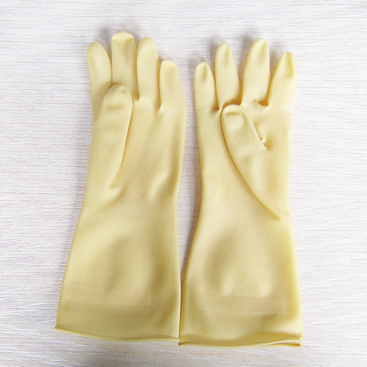 Yuexiu Mountain gloves rubber tendon latex gloves housework extra long oleic acid-resistant alkali-resistant laundry dishwashing gloves