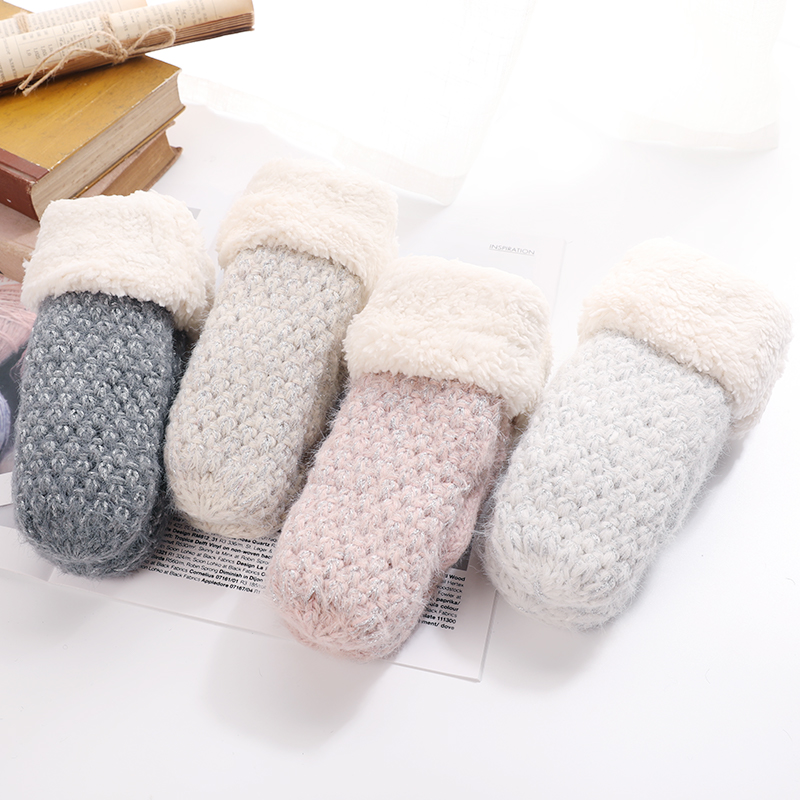 South Korea winter baby children warm cute knitted wool children's finger gloves thickened boys and girls 4-8