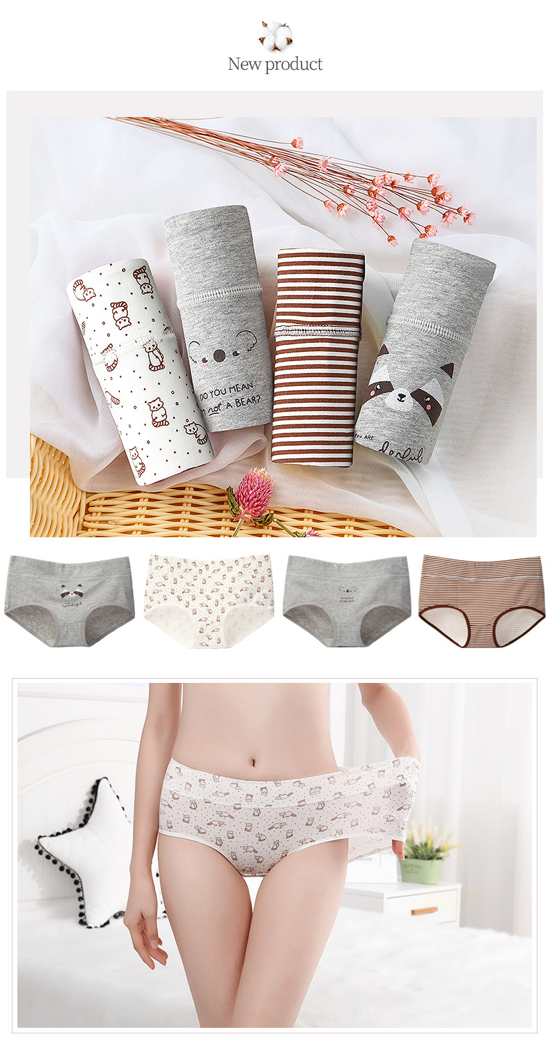 Đậu đỏ 4 chiếc quần lót nữ bằng vải bông cotton thắt lưng cô gái cỡ lớn mùa hè tóm tắt gợi cảm quần xì áo vú