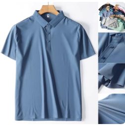 15 Colors, Cool and Quick-Drying, Stretchy, Glued, Spring/Summer Men's Casual Versatile Short-Sleeve Polo Shirt, Business Collar T-Shirt