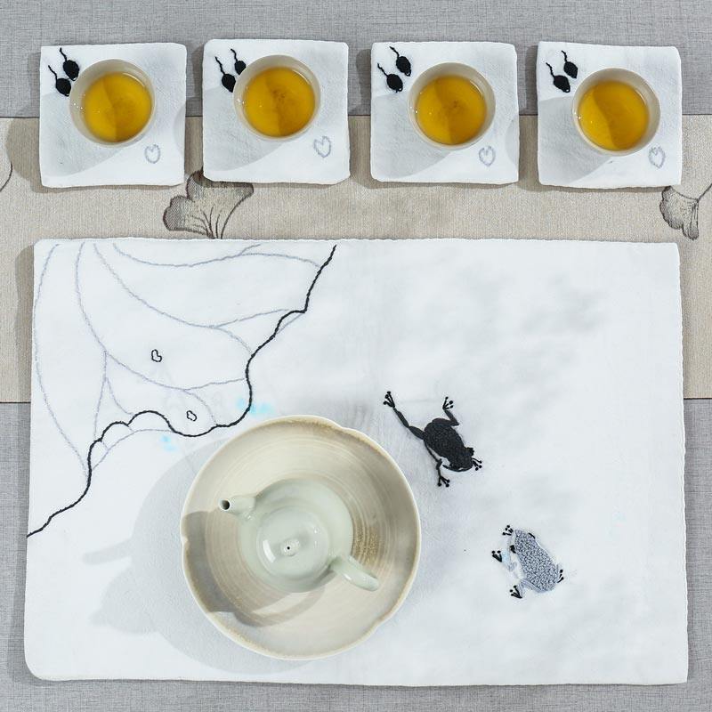 Diy Tea Site Cotton Max Zen Fabric Self Embroidery New Chinese Tea Ceremony Cup Material Package Set