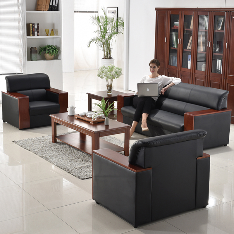 Office sofa simple modern guest office three people Office business reception sofa coffee table combination set