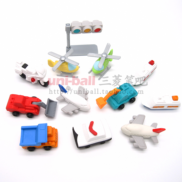 Iwako Japanese vehicle car truck excavator airplane helicopter ship locomotive eraser