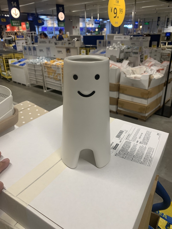 Authenticity Guaranteed Shanghai Ikea Home Furnishings Mall Purchases Flövich Vase 20cm Stone Porcelain Smiling Face Crying Face Design