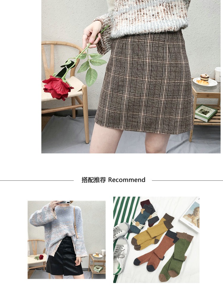 OC11 雅 宿 linh hoạt đi lại tính khí kẻ sọc len Một từ váy ngắn giảm béo ou18 X chân váy công sở chữ a