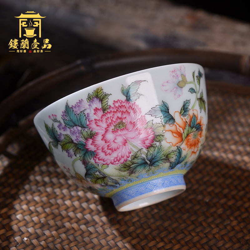 Jingdezhen ceramic all hand - made pastel by masters cup kung fu tea set sample tea cup full personal single cup tea cup