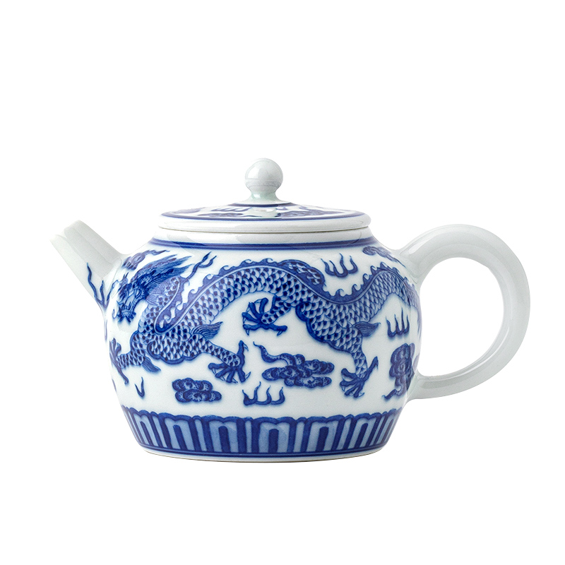 Jingdezhen ceramic hand - made porcelain maintain longfeng ewer kung fu tea set large single pot of big capacity of the teapot