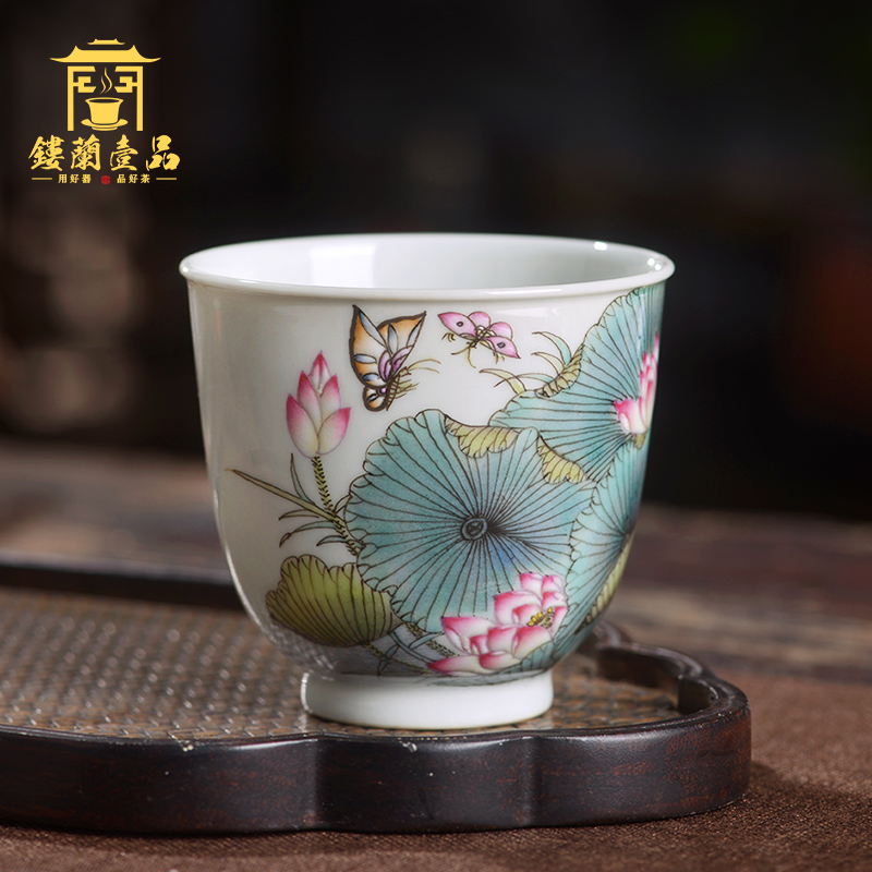 Jingdezhen ceramic all hand - made pastel lotus masters cup large bowl kung fu tea cup, tea cups