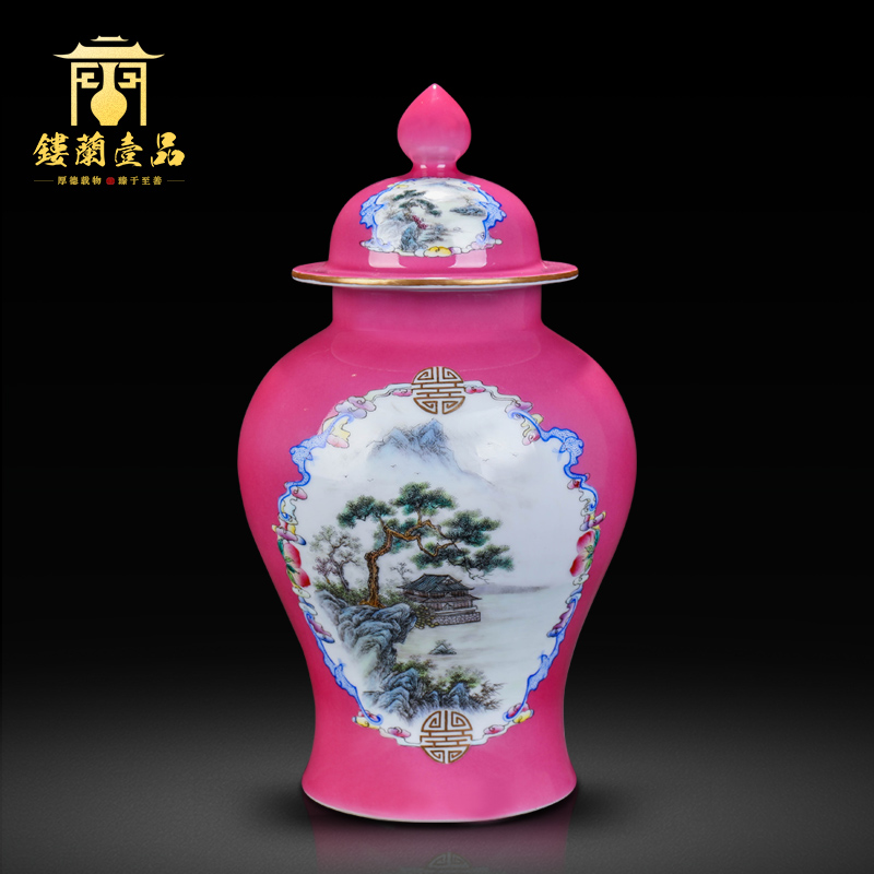 Jingdezhen ceramic all hand - made imitation the qing yongzheng offering general red paint as cans of new Chinese style household storage tank caddy fixings