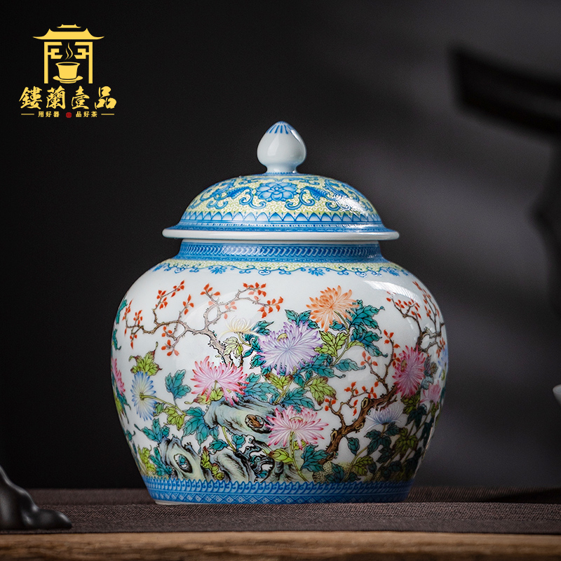 Jingdezhen all hand - made pastel full by seal bigger sizes sealed ceramic tea loose tea caddy fixings storage storehouse and POTS