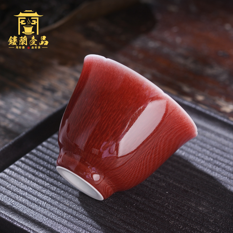 Jingdezhen up up with red glaze master cup single CPU female male individual sample tea cup high - grade ceramic cups. A single