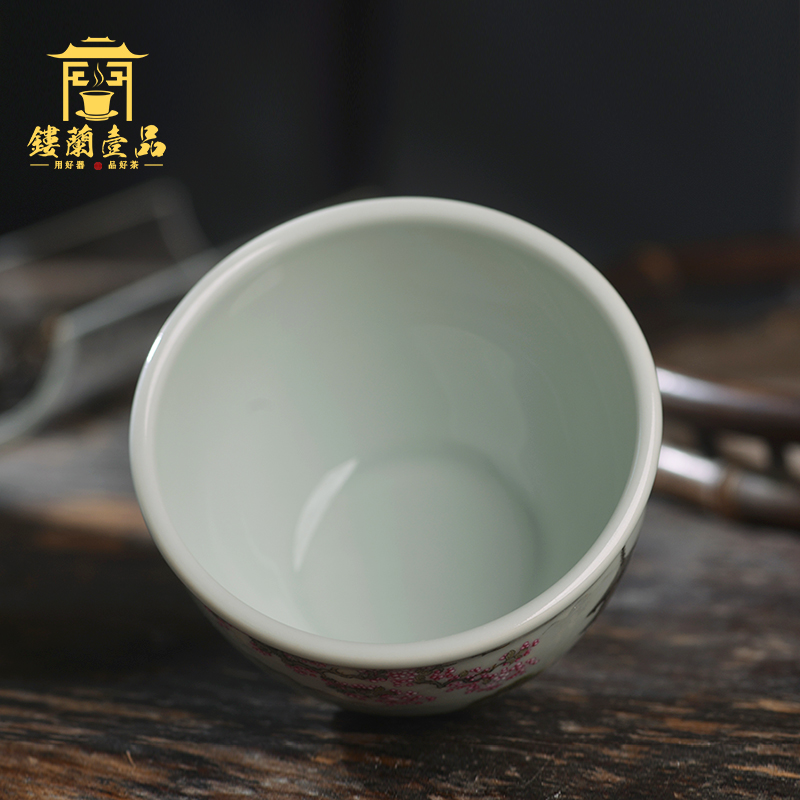 All hand - made pastel xanadu cylinder cup of jingdezhen ceramics kung fu tea, large tea cup single CPU master CPU