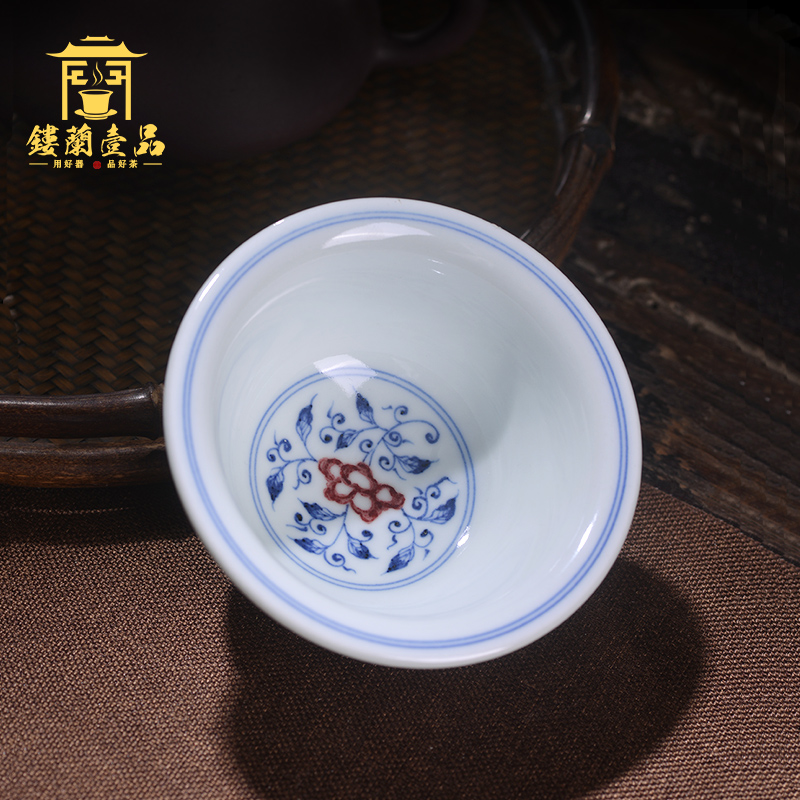 Jingdezhen ceramic all hand - made porcelain lotus pressure hand youligong tangled branches of kung fu tea set large tea master CPU
