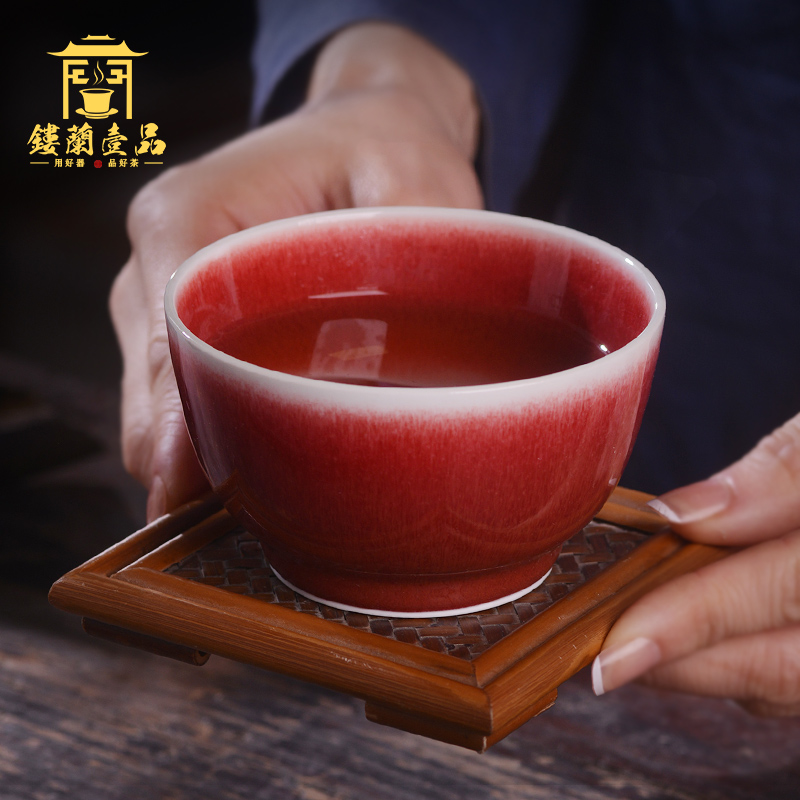 Jingdezhen ceramics craft kung fu tea set ruby red glaze small cups personal special tea master cup single CPU