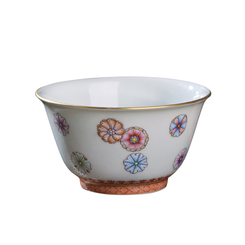 Jingdezhen TaoQuan hand - made pastel ball flower master cup tea cup single cup from the individual sample tea cup