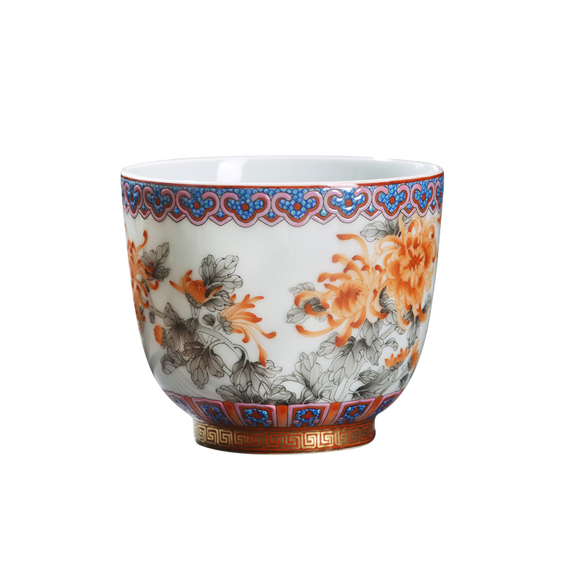 Jingdezhen ceramic all hand - made color ink alum HongQiuJu masters cup large cups kung fu tea cup, bowl