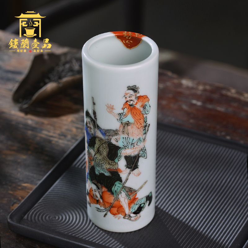 Hand - made humiliating to four treasures of the study of ancient choi han xin limp hair brush pot brush pot furnishing articles all Hand jingdezhen characters