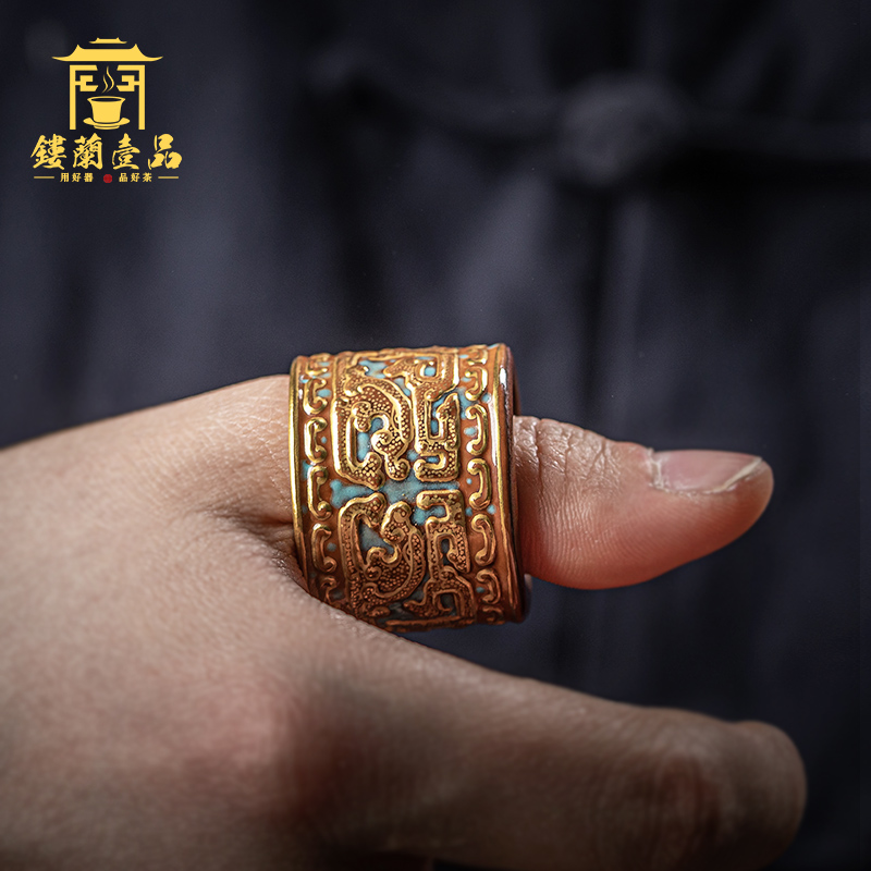 Jingdezhen ceramic see colour cover all hand bronze see hand - cut ring male widened plate refers to play with arts and crafts