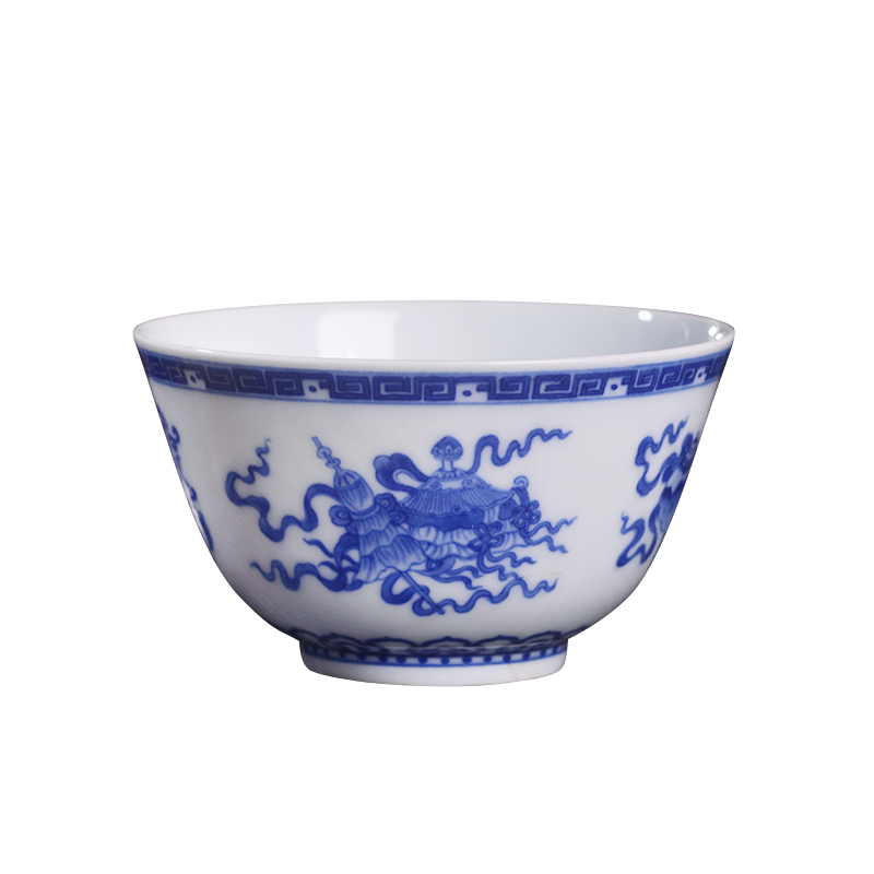 Art home benevolence blue sweet grain master cup of jingdezhen ceramic hand - made all single CPU kung fu tea set personal tea cup