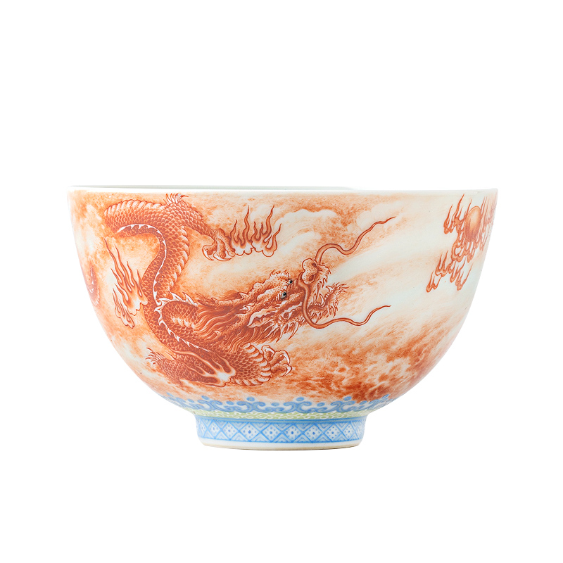 Jingdezhen ceramic hand - made pastel dragon in the day the master cup sample tea cup large single CPU kung fu tea cups